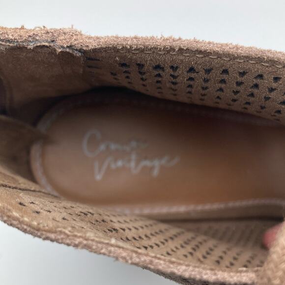 Crown Vintage Women's Faux Suede Laser Cut Peep Toe Lace Up Heel Size 7.5 - Picture 15 of 16